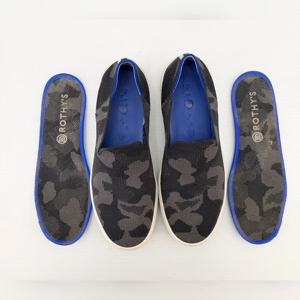 Rothy’s The Original Slip On Sneaker Shoe Grey Camo Gray Camouflage Retired - 8